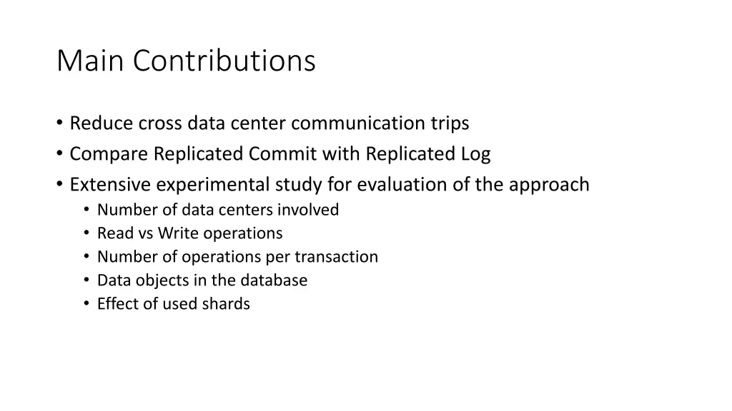 main contributions