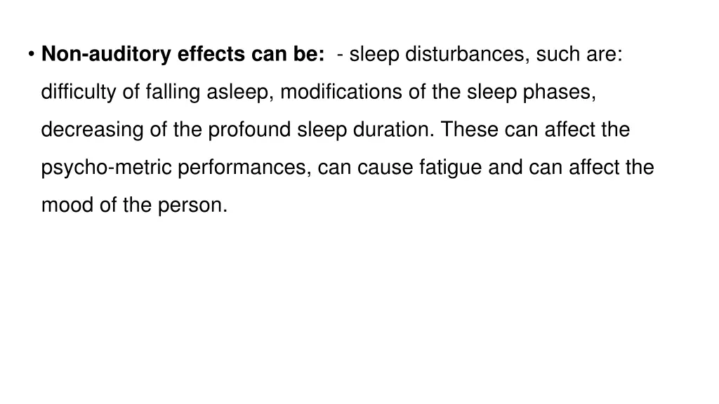 non auditory effects can be sleep disturbances