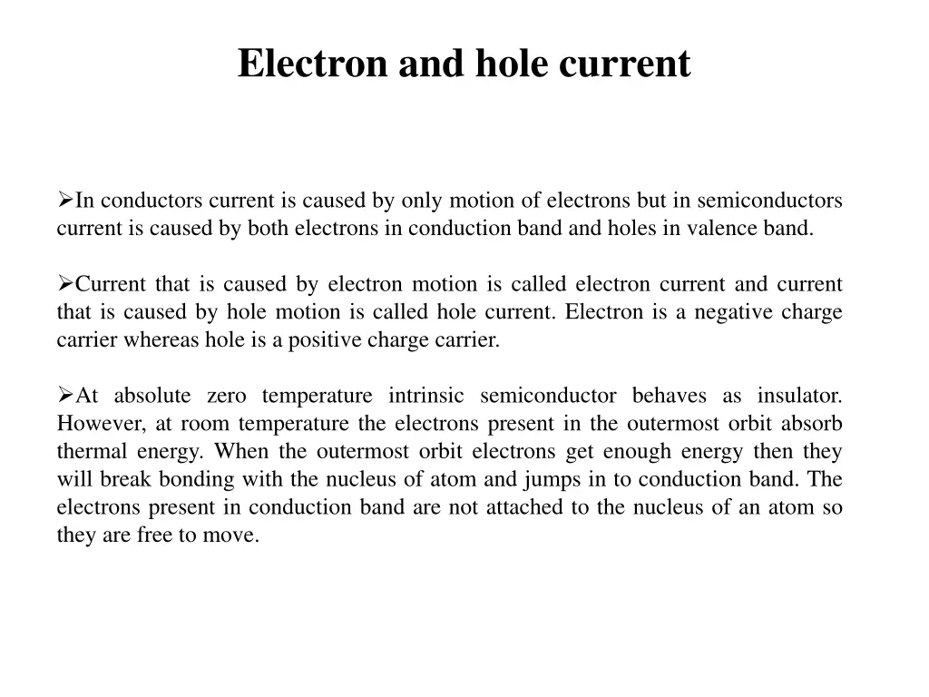electron and hole current