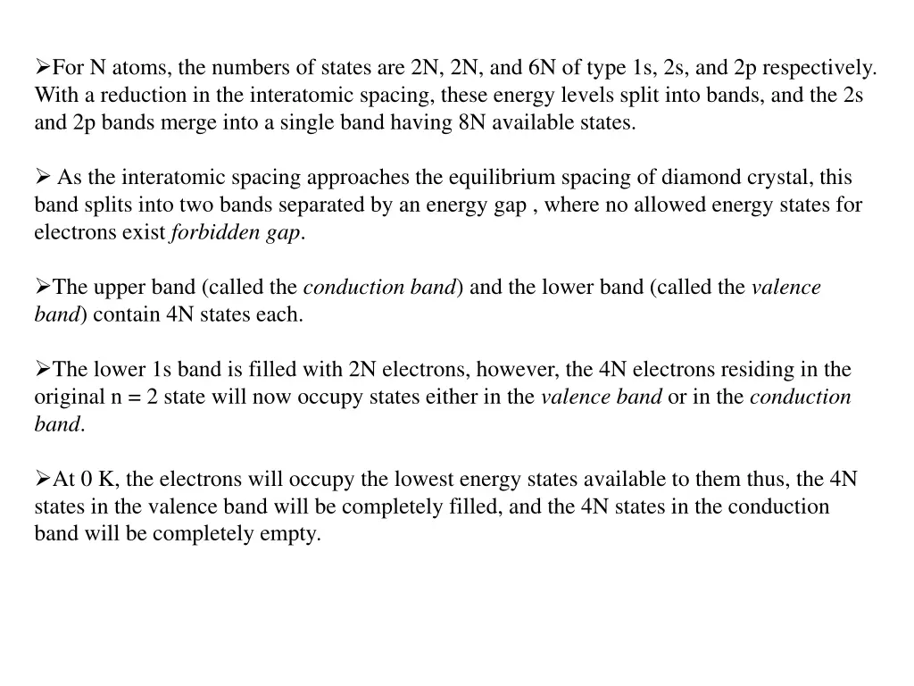 for n atoms the numbers of states