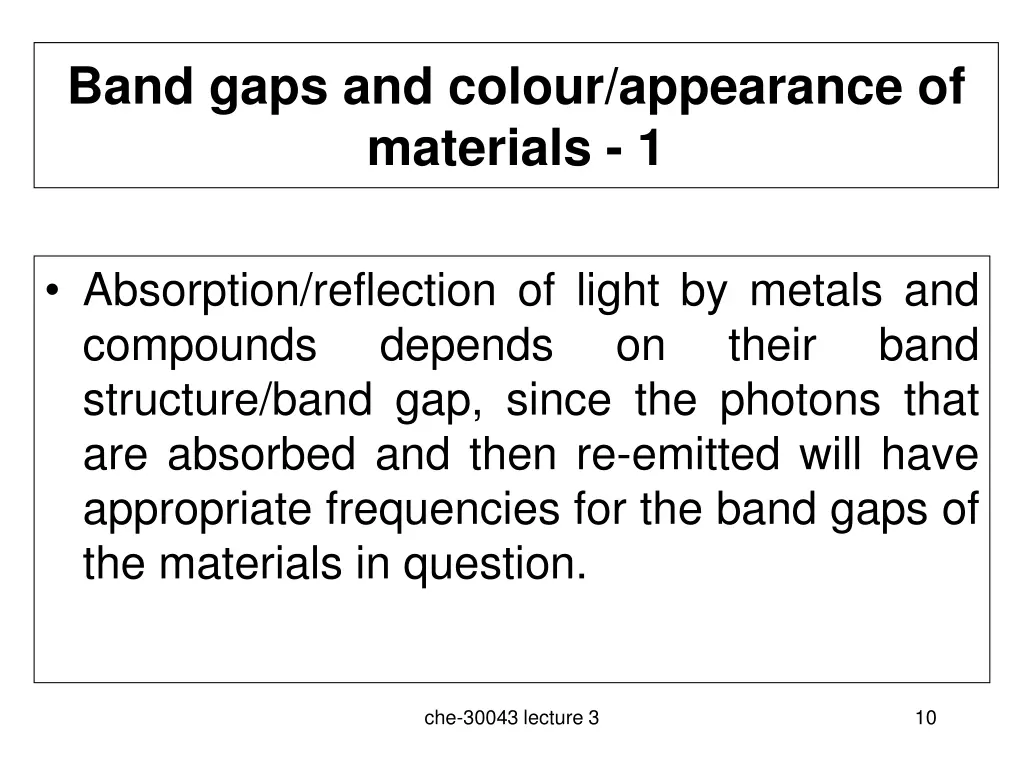band gaps and colour appearance of materials 1