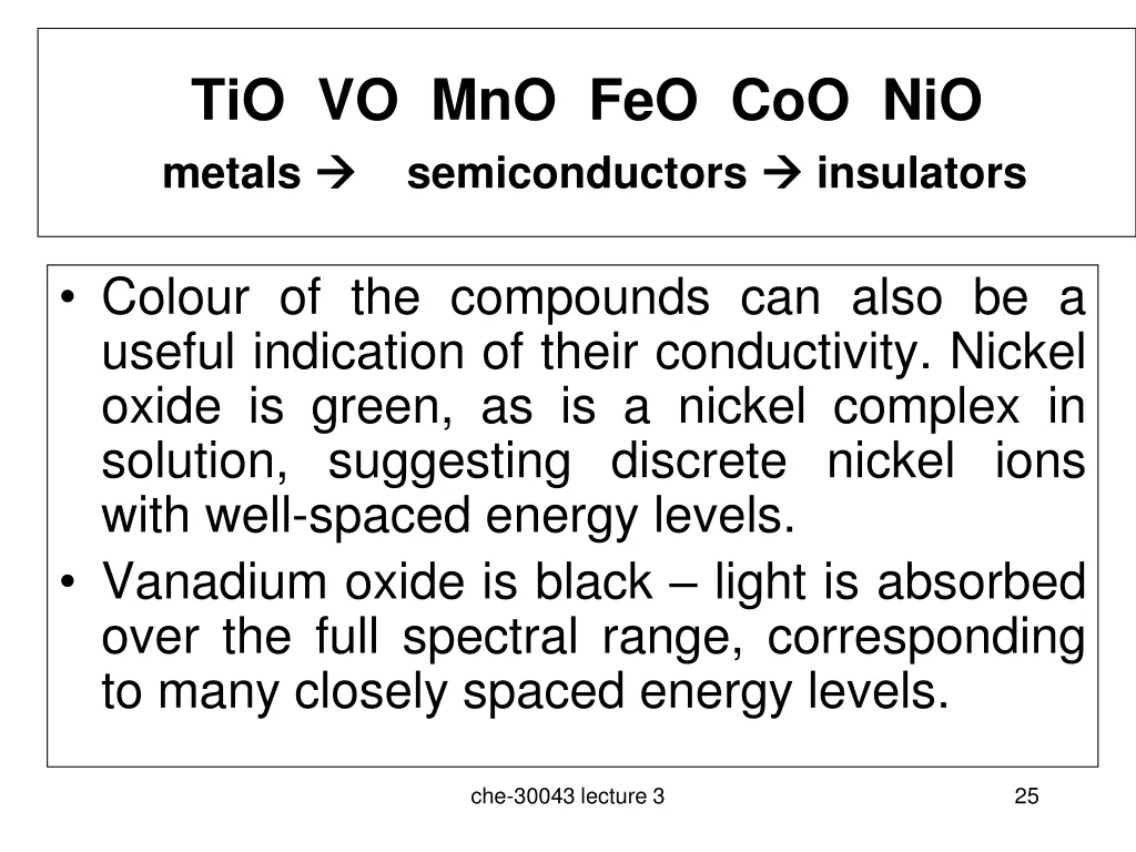tio vo mno feo coo nio metals semiconductors