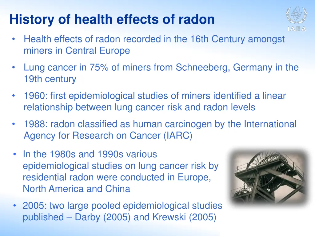 history of health effects of radon