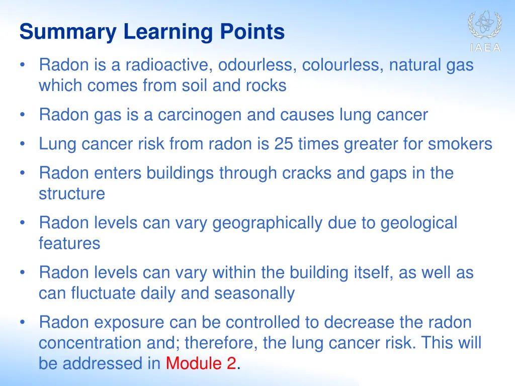 summary learning points