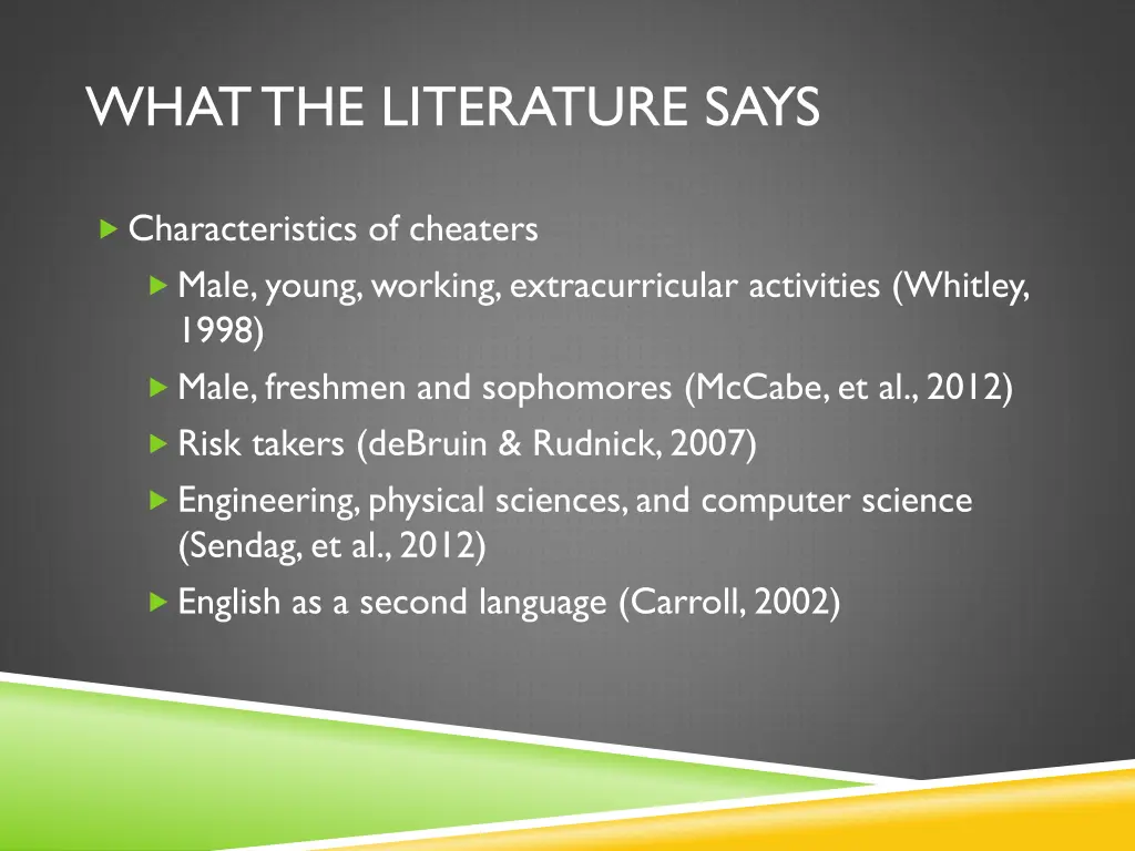what the literature says 2