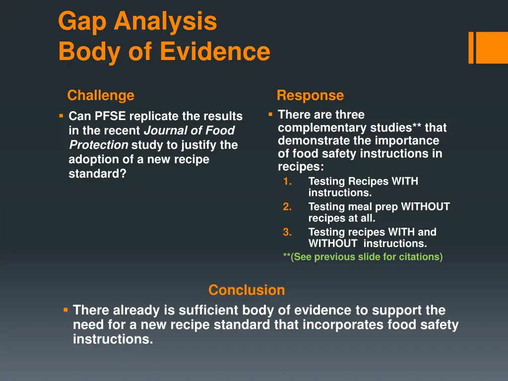 gap analysis body of evidence 1