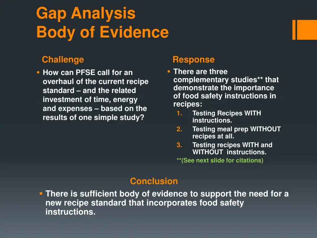 gap analysis body of evidence