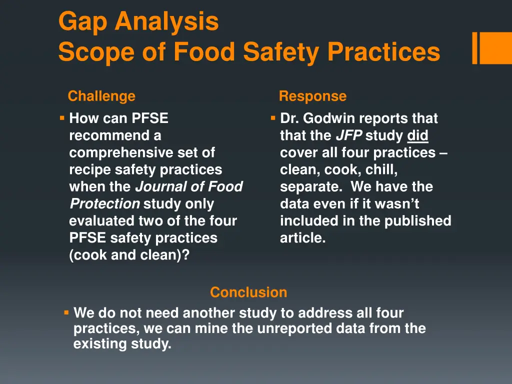 gap analysis scope of food safety practices