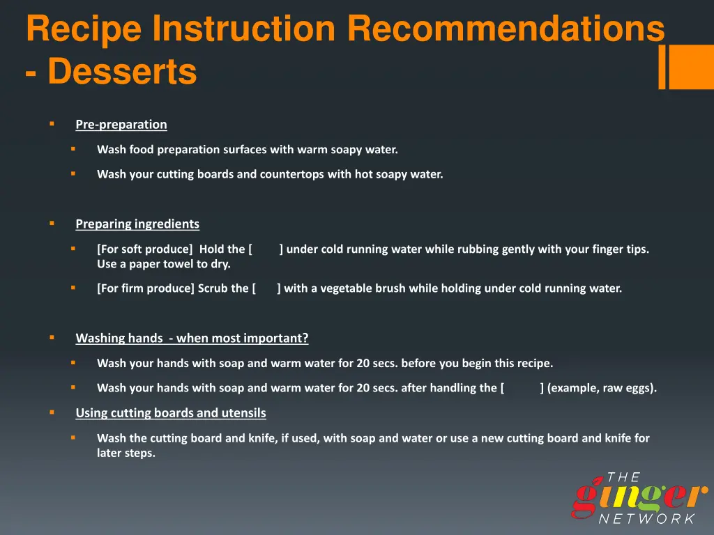 recipe instruction recommendations desserts