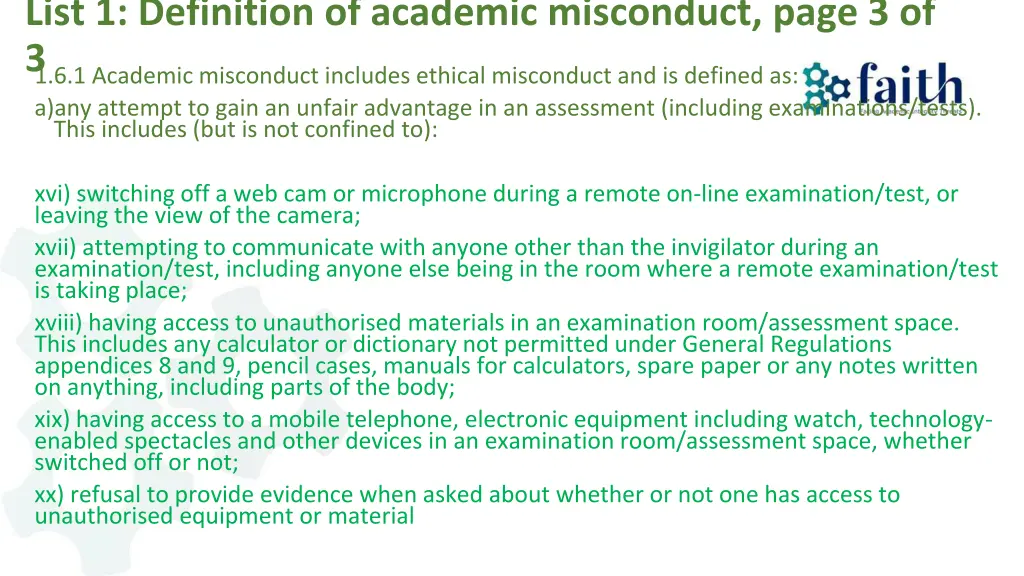 list 1 definition of academic misconduct page 2