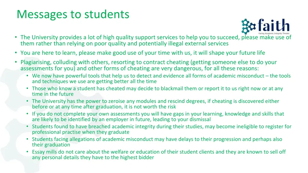 messages to students