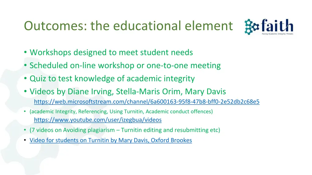 outcomes the educational element