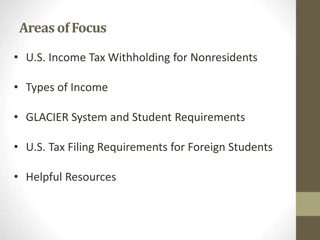 areas of focus