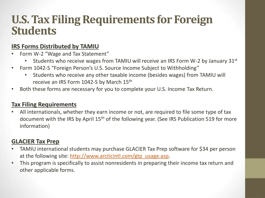 u s tax filing requirements for foreign students