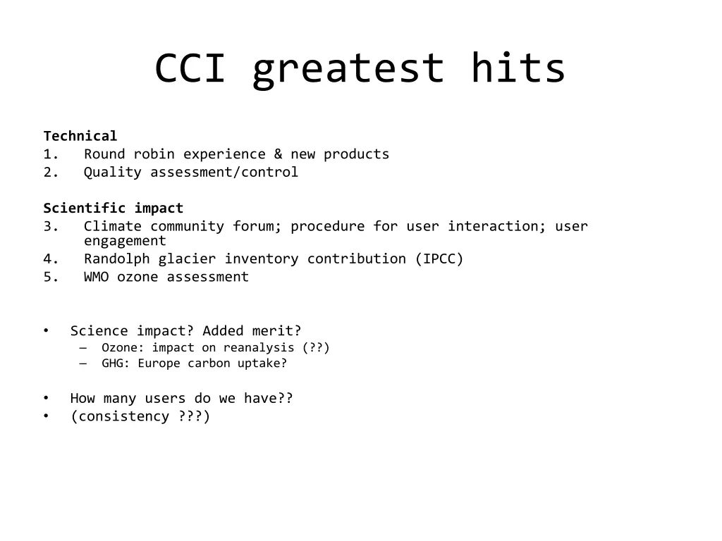 cci greatest hits