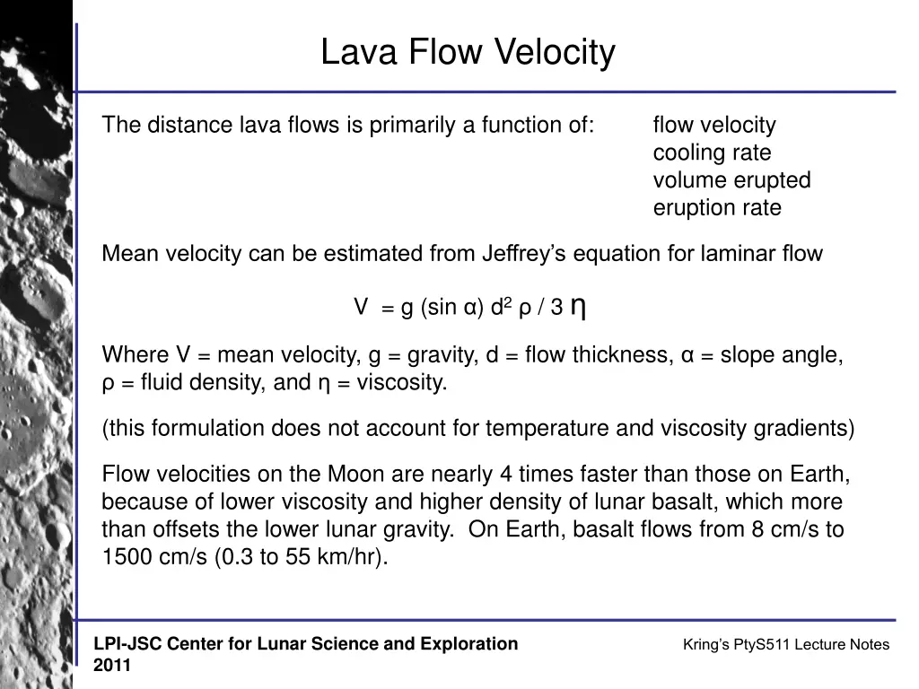 lava flow velocity