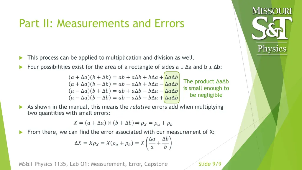 part ii measurements and errors 1