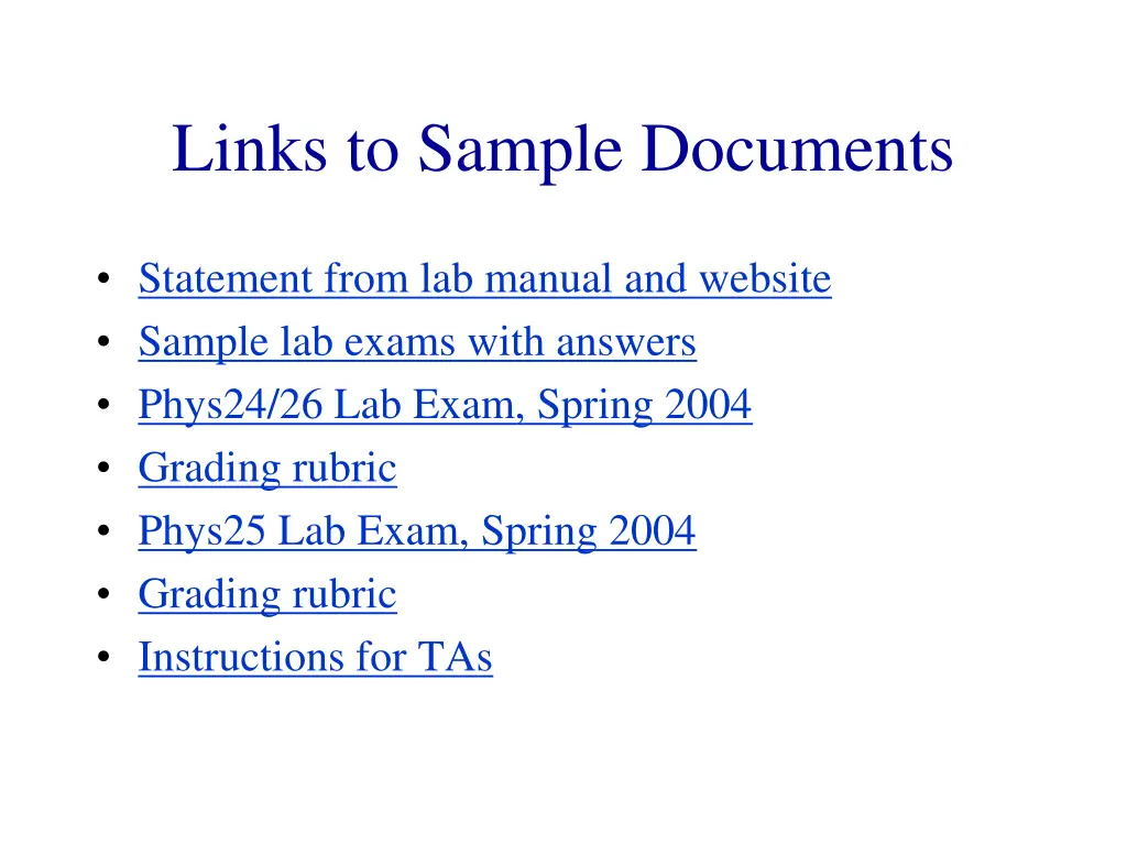 links to sample documents