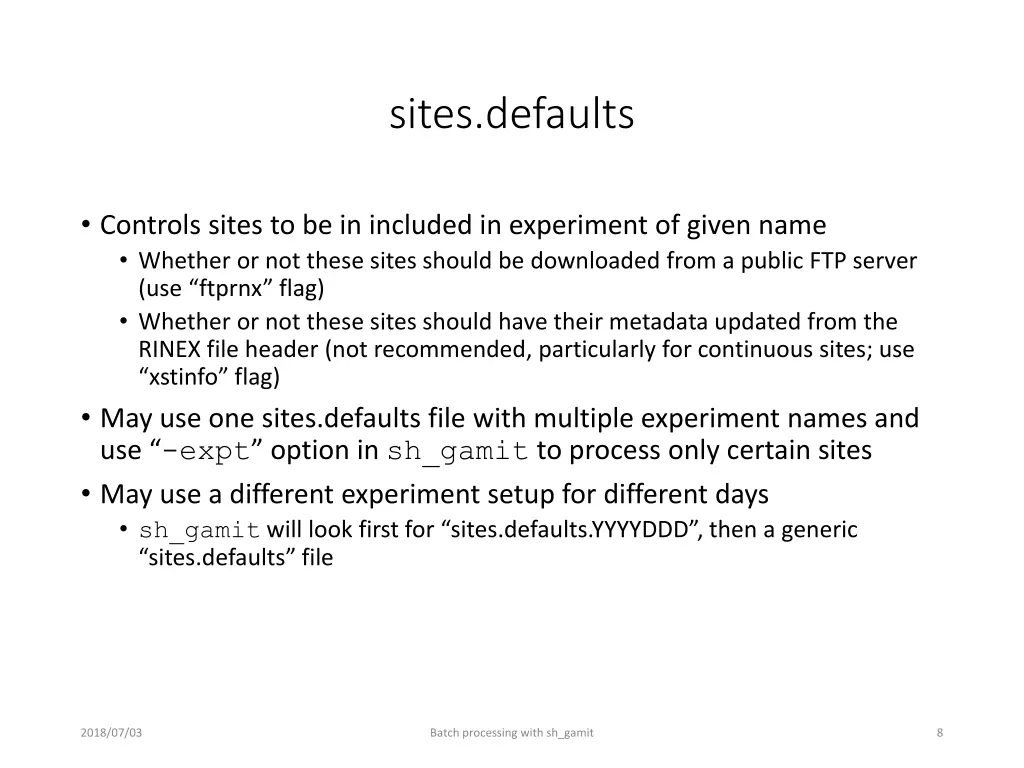 sites defaults
