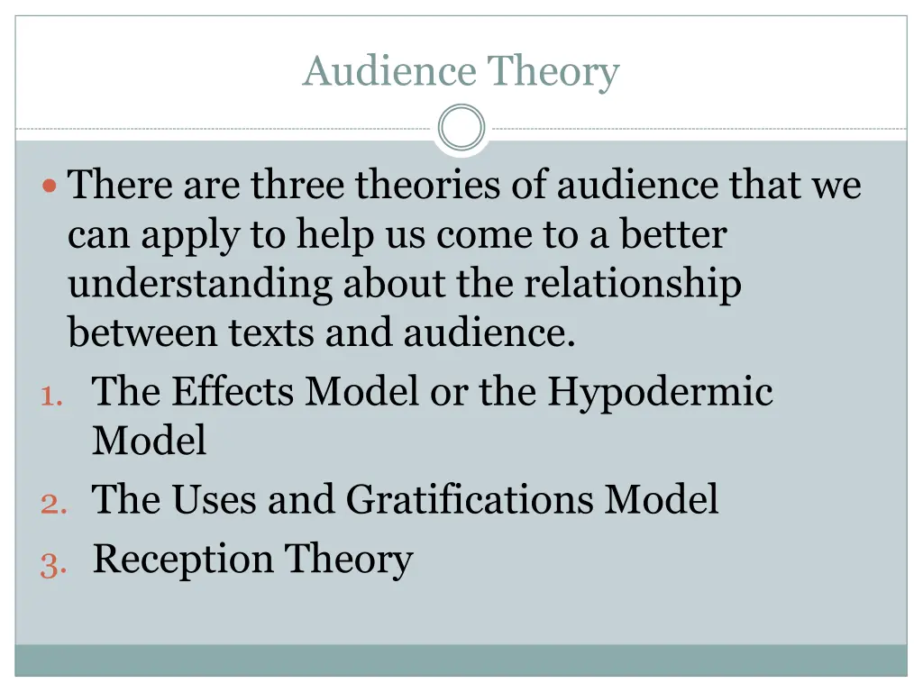 audience theory 1