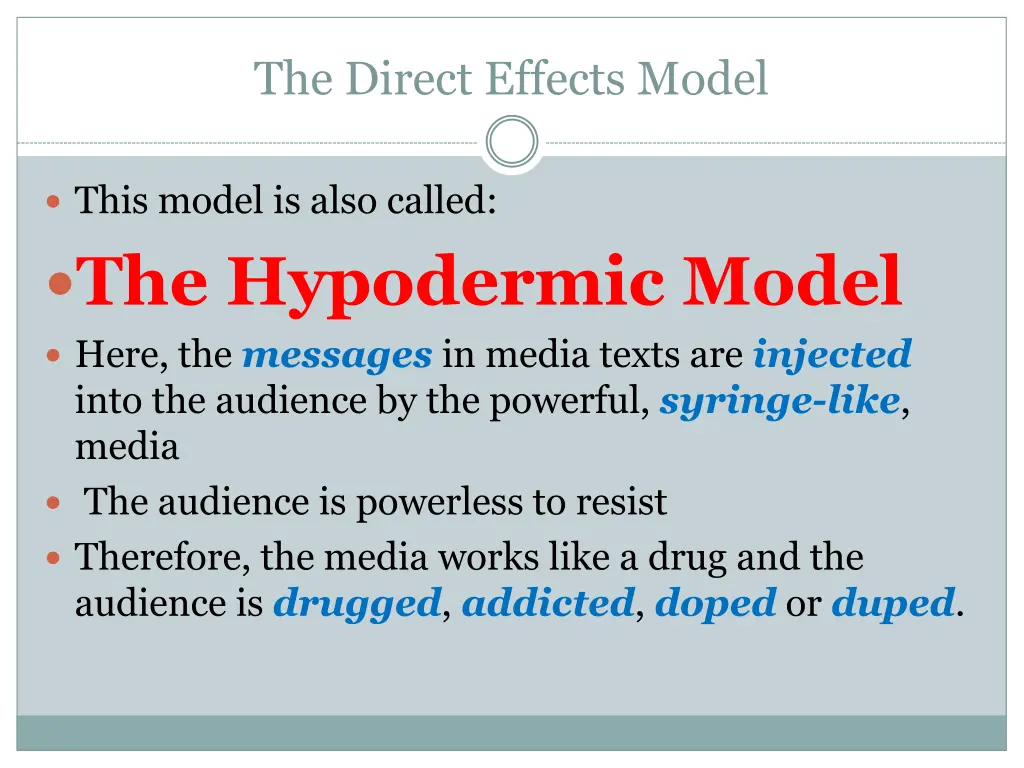 the direct effects model 1