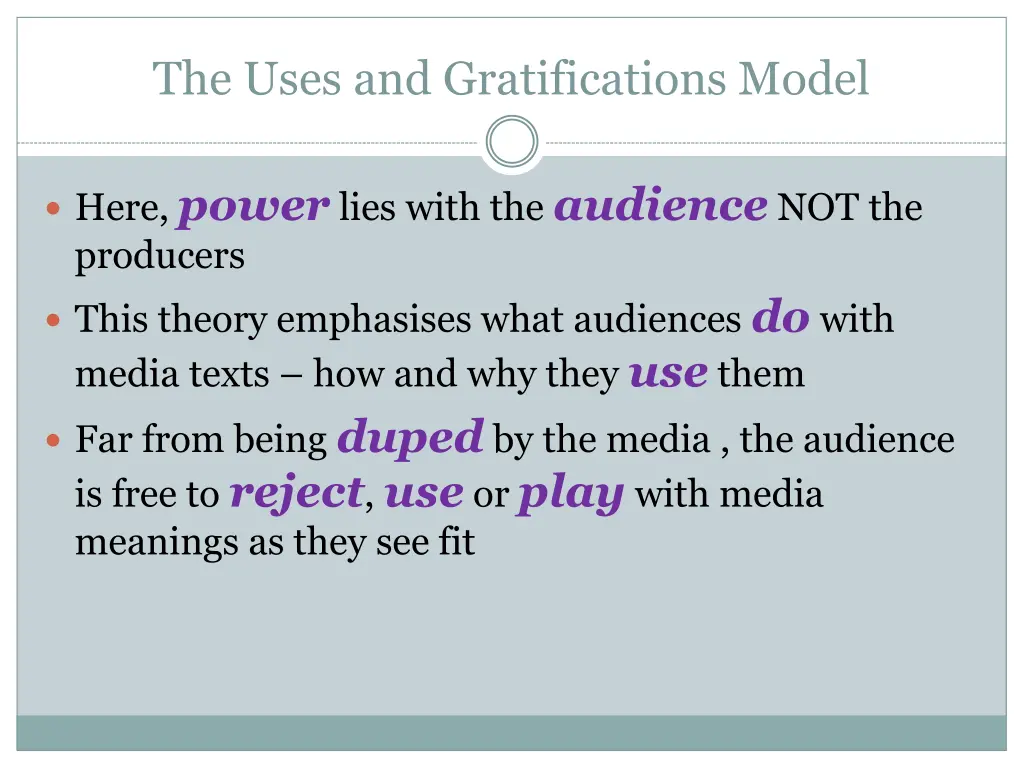 the uses and gratifications model 2