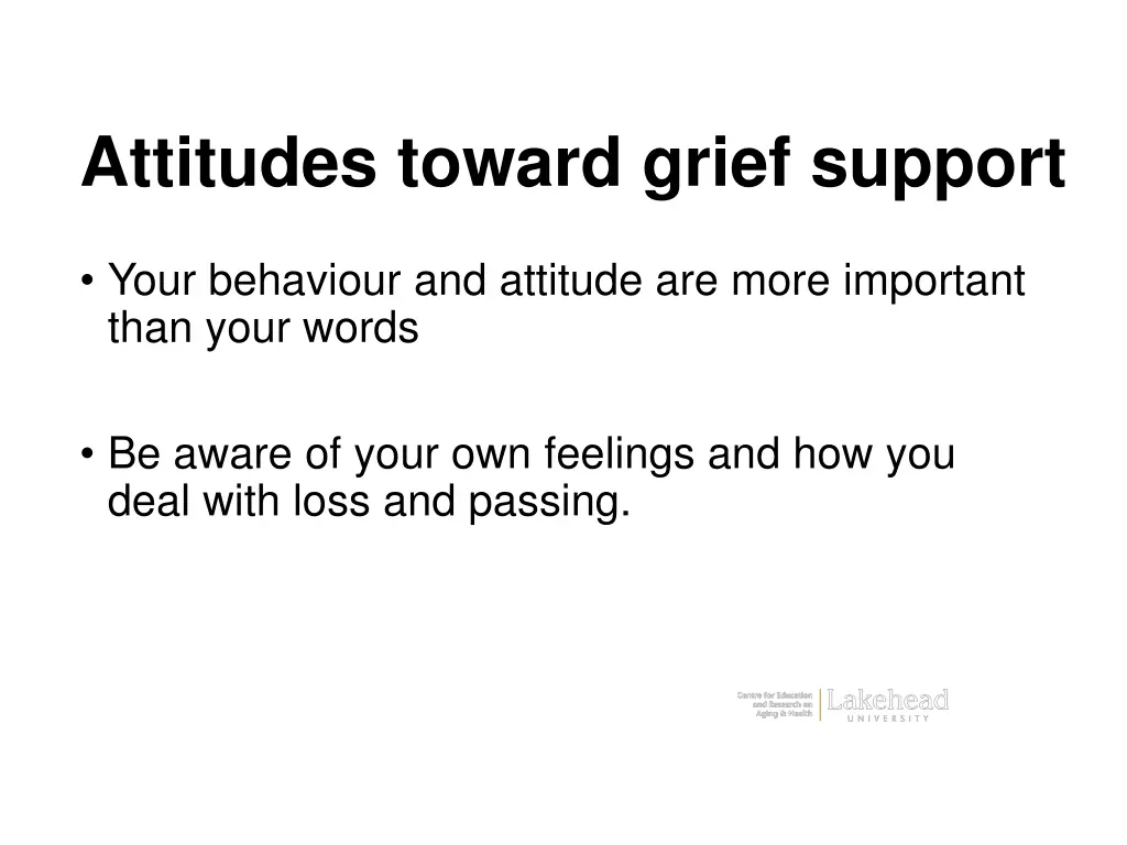 attitudes toward grief support