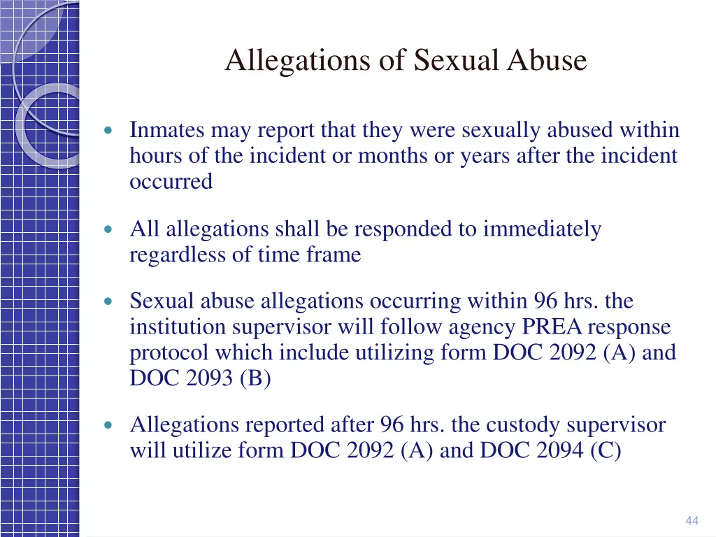 allegations of sexual abuse