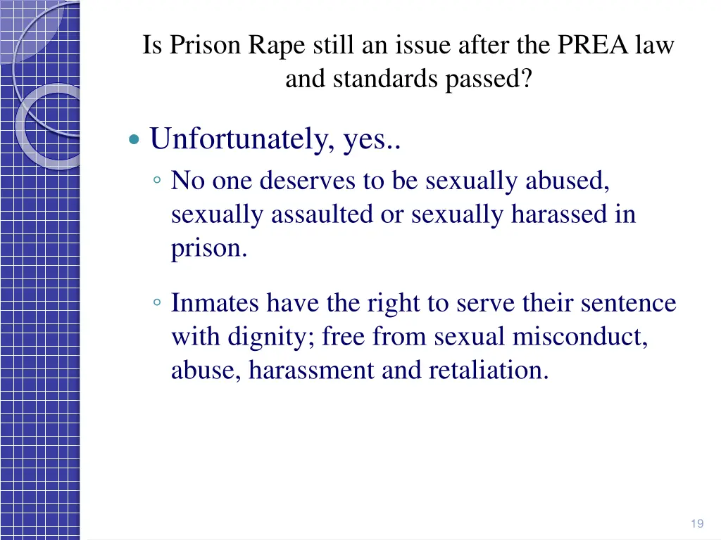 is prison rape still an issue after the prea