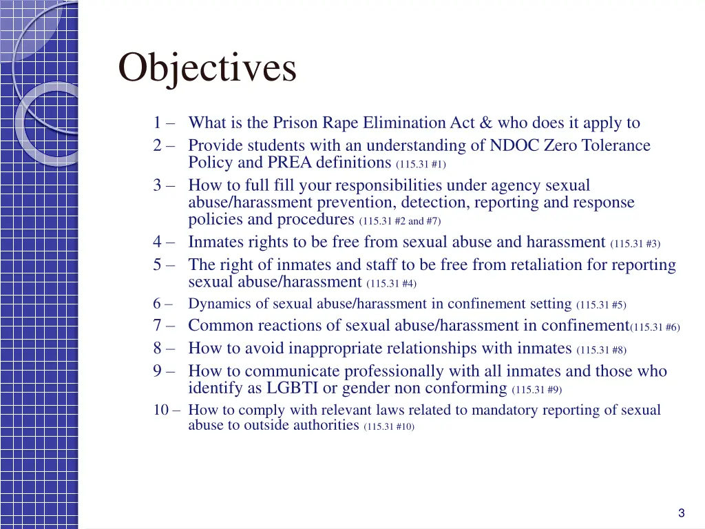 objectives