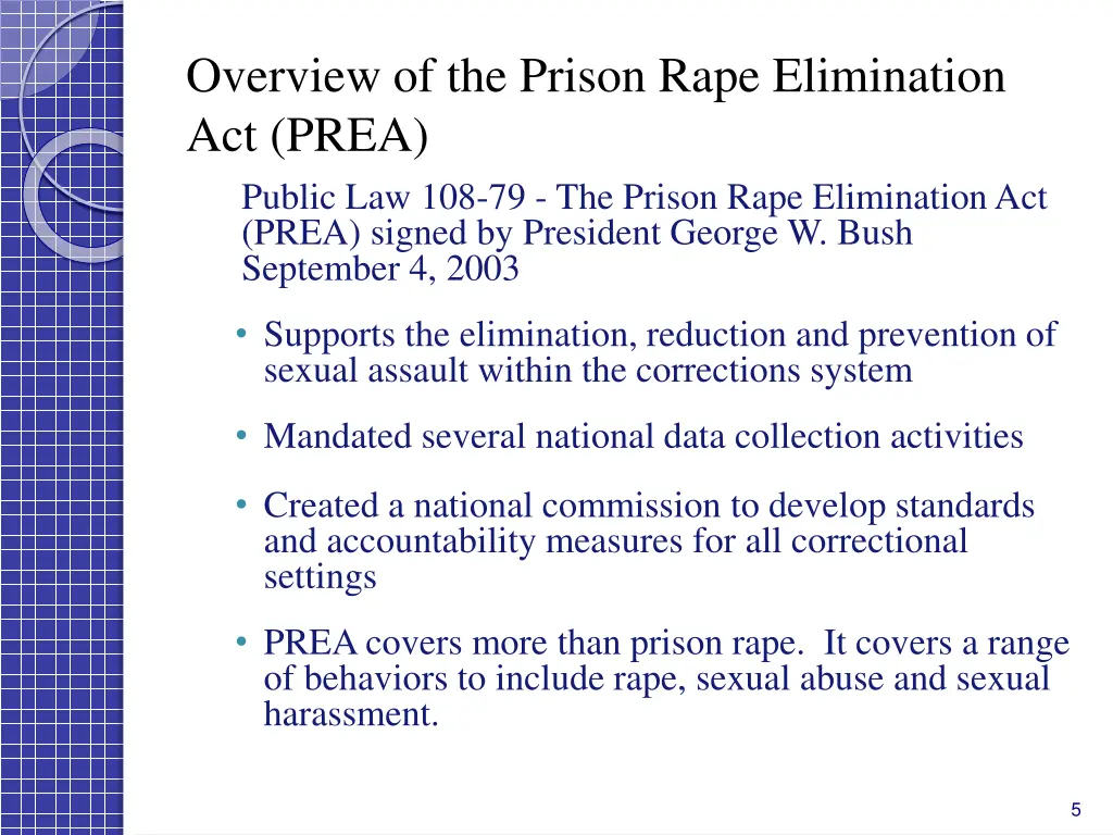 overview of the prison rape elimination act prea