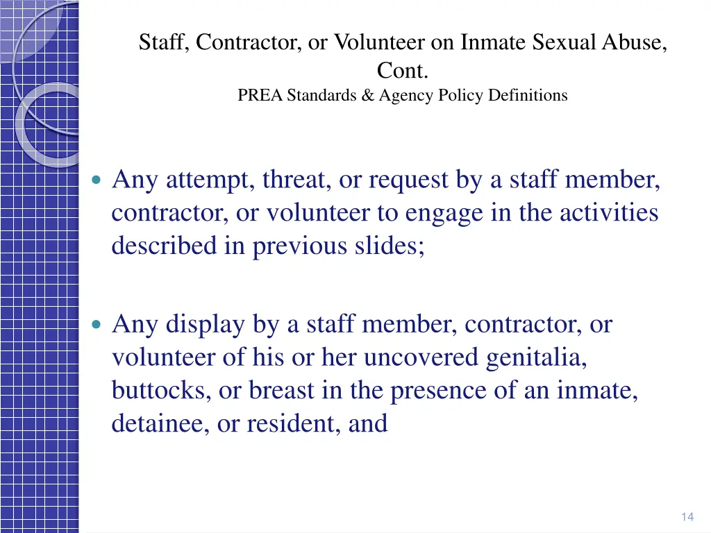 staff contractor or volunteer on inmate sexual 2