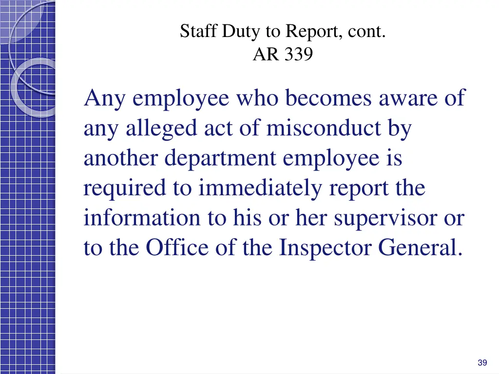 staff duty to report cont ar 339
