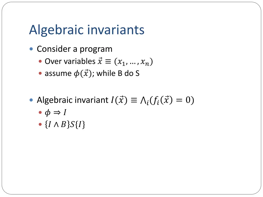 algebraic invariants