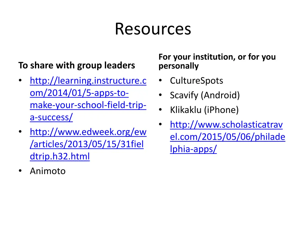 resources