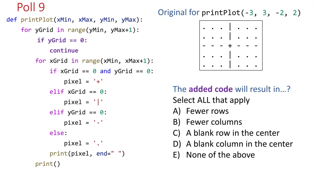 poll 9 def printplot xmin xmax ymin ymax