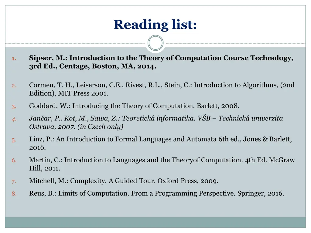 reading list