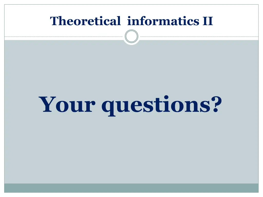 theoretical informatics ii 2