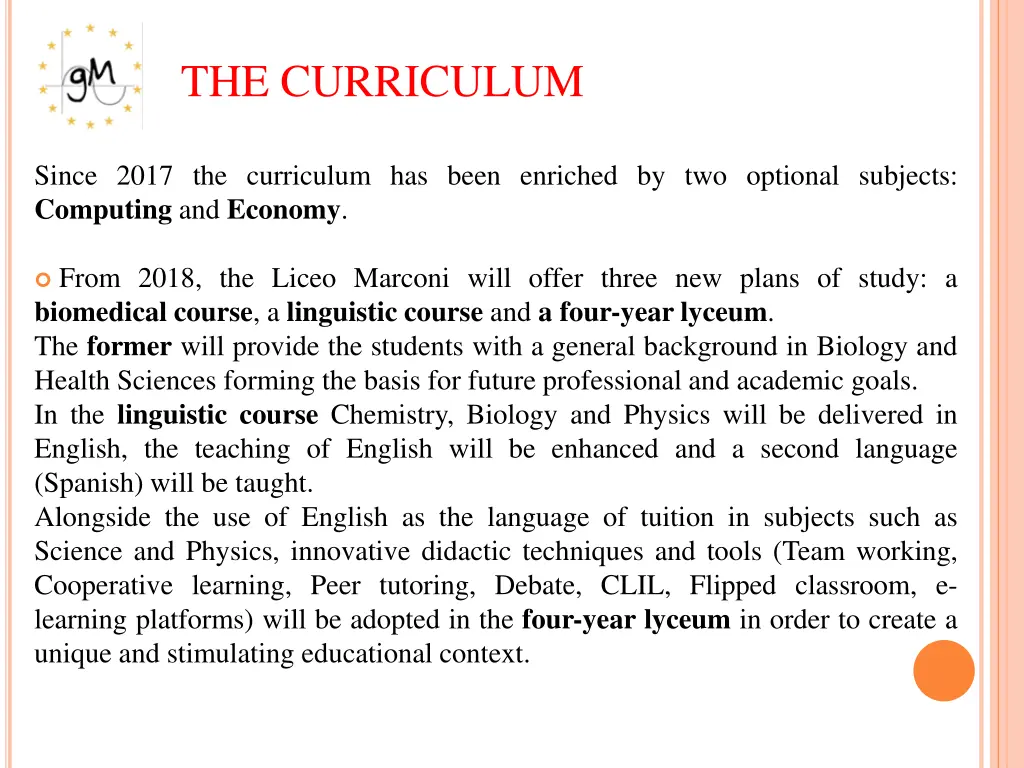 the curriculum