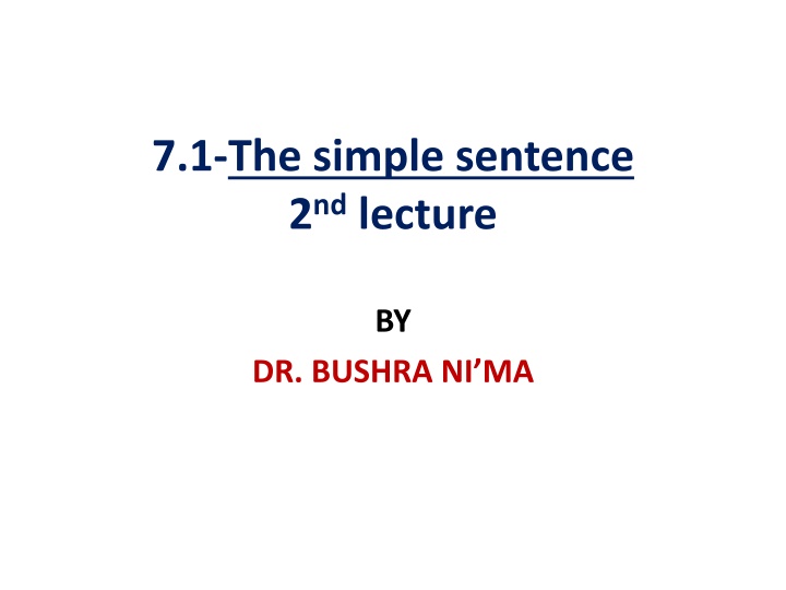 7 1 the simple sentence 2 nd lecture