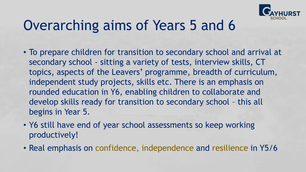 overarching aims of years 5 and 6