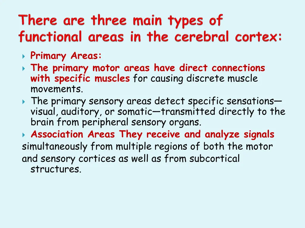 primary areas the primary motor areas have direct