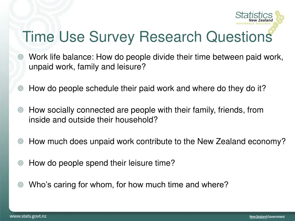 time use survey research questions