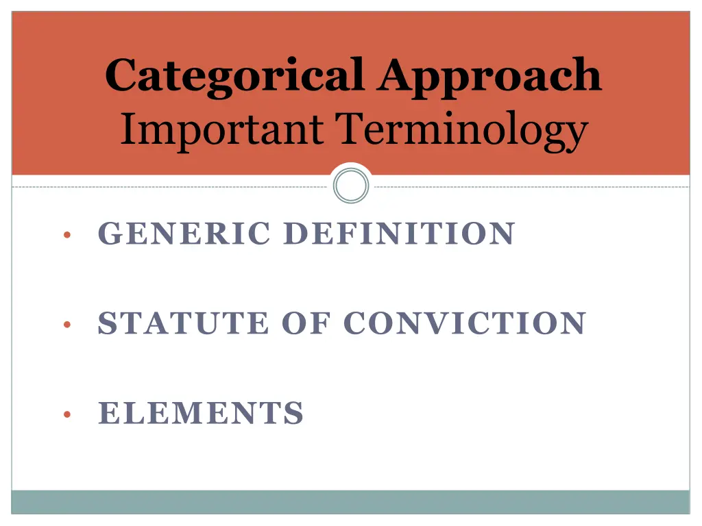 categorical approach important terminology