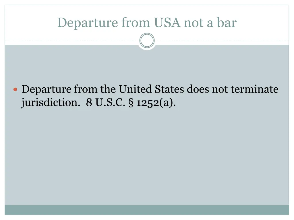 departure from usa not a bar