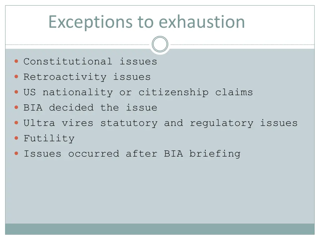 exceptions to exhaustion