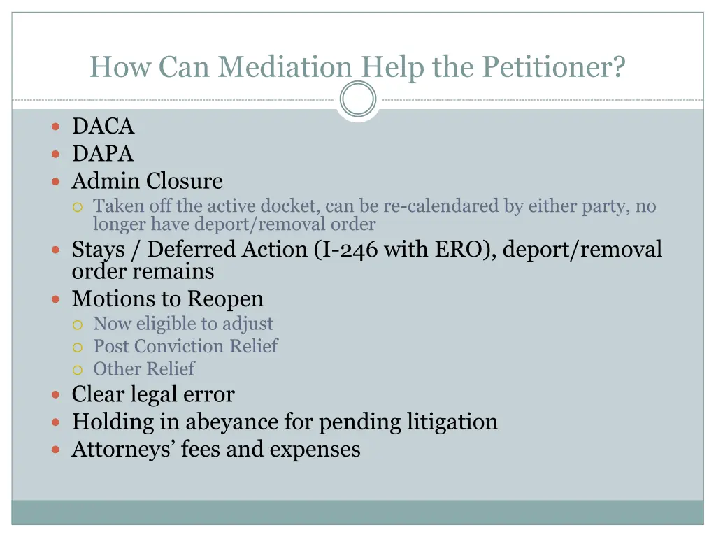 how can mediation help the petitioner