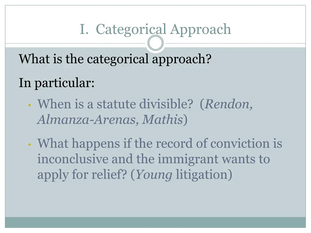 i categorical approach