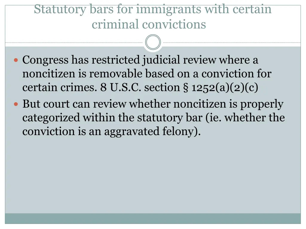 statutory bars for immigrants with certain