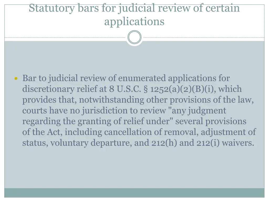 statutory bars for judicial review of certain